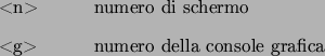 \begin{labeling}{00.00.0000}
\item [<n>]numero di schermo
\item [<g>]numero della console grafica
\end{labeling}